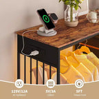 Comò a 6 cassetti con appendiabiti, Comò con stazione di ricarica e luci a LED, Comò per bambini con scarpiera, Cassettiera per camera da letto