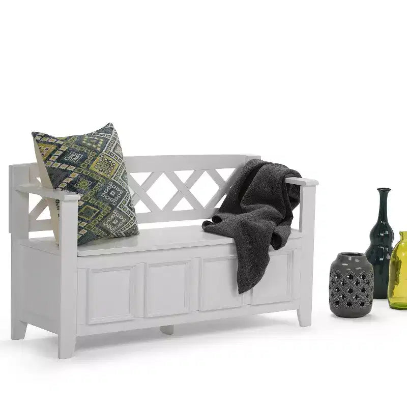Panca da ingresso Halifax, 122 cm di larghezza, in legno massiccio, in stile Transizionale