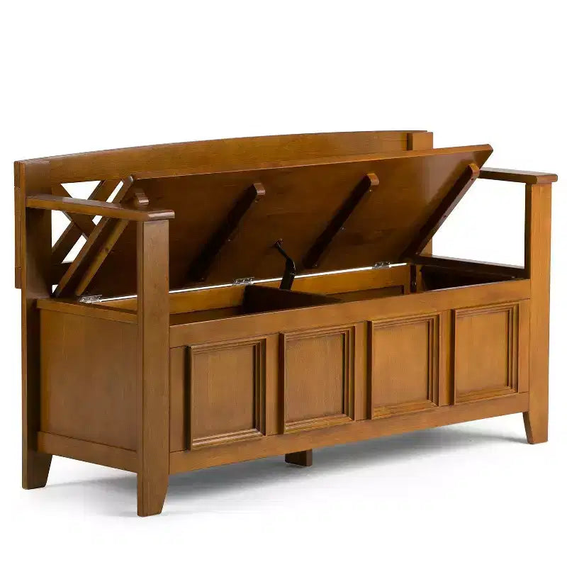 Panca da ingresso Halifax, 122 cm di larghezza, in legno massiccio, in stile Transizionale