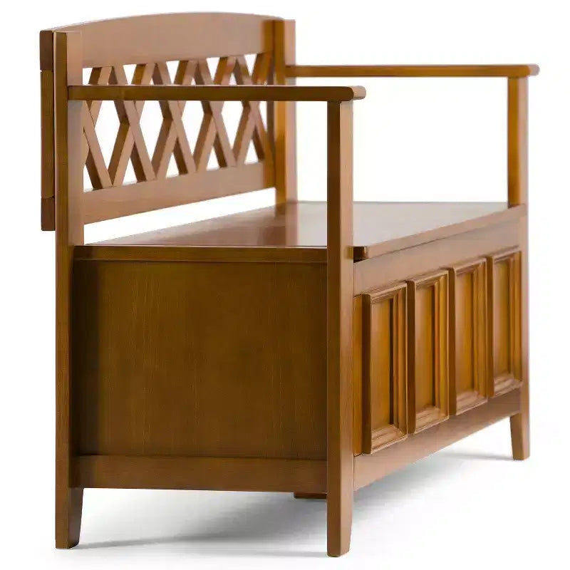 Panca da ingresso Halifax, 122 cm di larghezza, in legno massiccio, in stile Transizionale