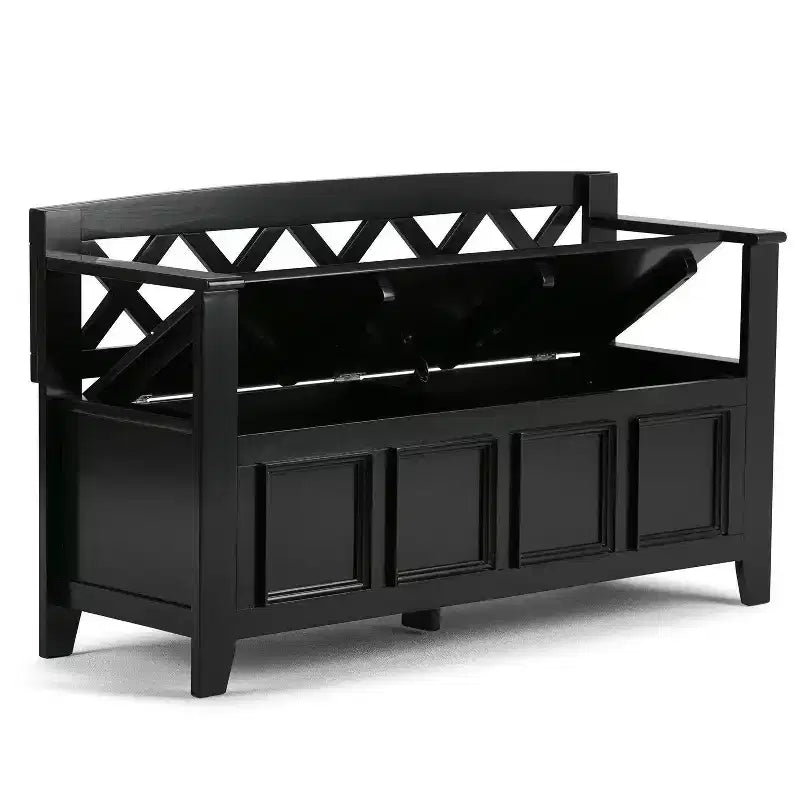 Panca da ingresso Halifax, 122 cm di larghezza, in legno massiccio, in stile Transizionale