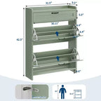 Scarpiera con 2 ante a ribalta e 1 cassetto superiore, Organizer per scarpe in legno con ripiano regolabile, Mobiletto autoportante per ingresso e soggiorno
