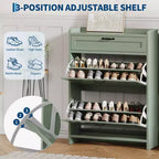 Scarpiera con 2 ante a ribalta e 1 cassetto superiore, Organizer per scarpe in legno con ripiano regolabile, Mobiletto autoportante per ingresso e soggiorno