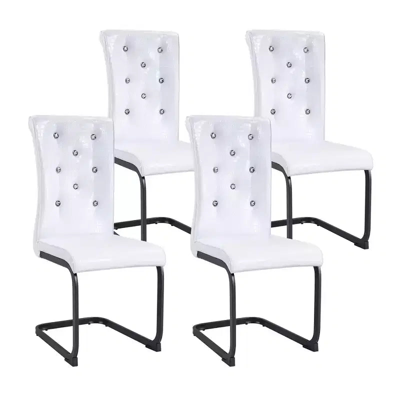 Set di 2 sedie da pranzo retrò imbottite effetto pelle di alligatore con gambe in metallo nero