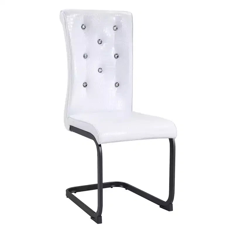 Set di 2 sedie da pranzo retrò imbottite effetto pelle di alligatore con gambe in metallo nero