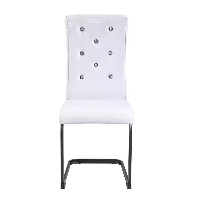 Set di 2 sedie da pranzo retrò imbottite effetto pelle di alligatore con gambe in metallo nero