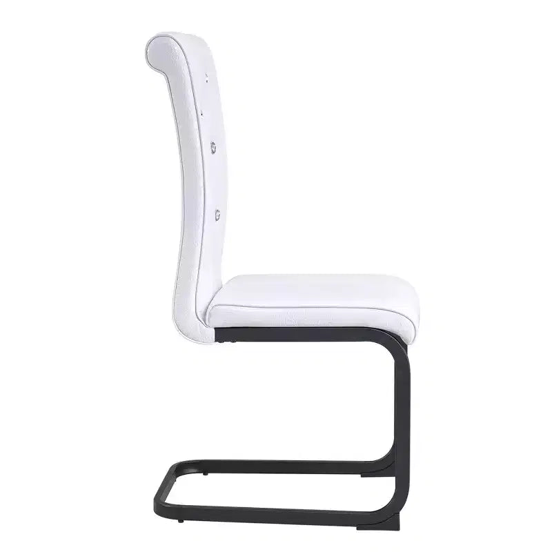 Set di 2 sedie da pranzo retrò imbottite effetto pelle di alligatore con gambe in metallo nero
