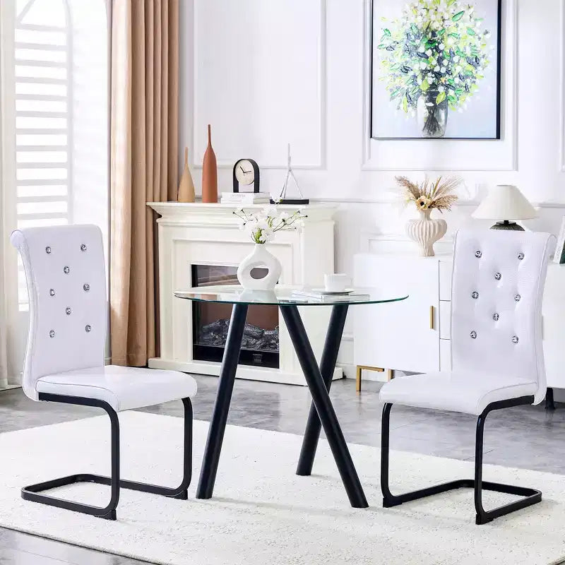 Set di 2 sedie da pranzo retrò imbottite effetto pelle di alligatore con gambe in metallo nero