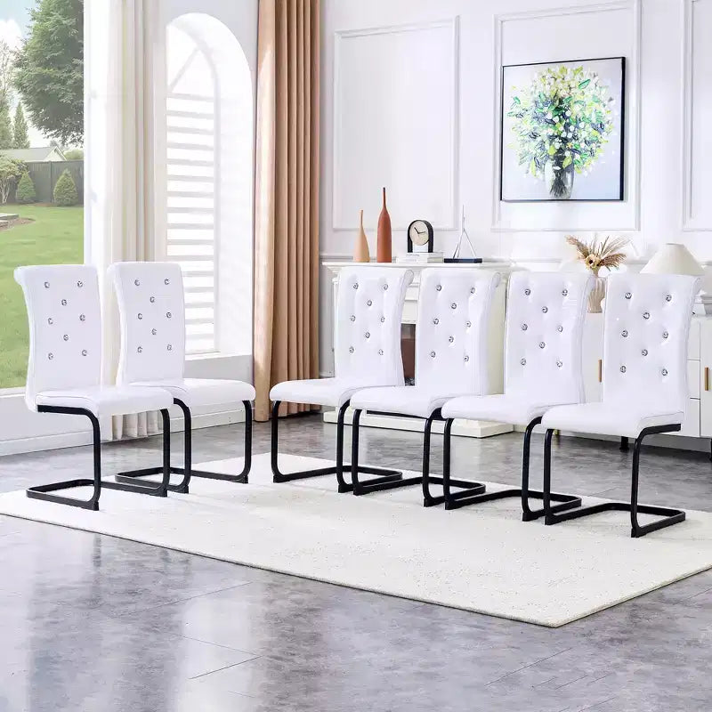 Set di 2 sedie da pranzo retrò imbottite effetto pelle di alligatore con gambe in metallo nero