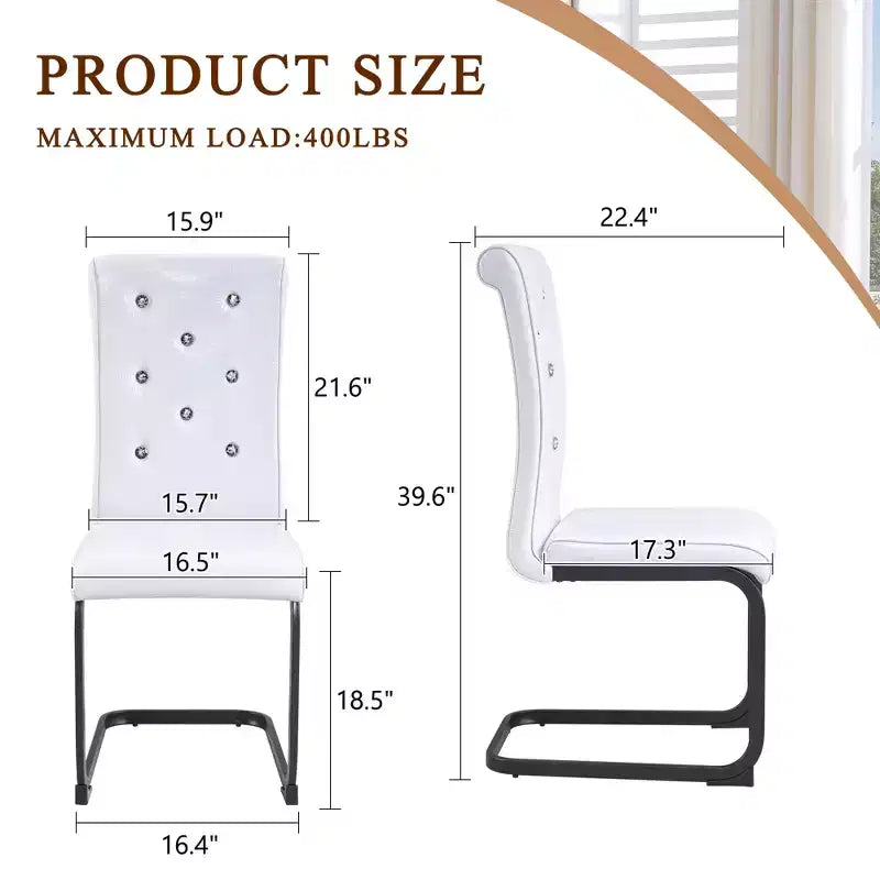 Set di 2 sedie da pranzo retrò imbottite effetto pelle di alligatore con gambe in metallo nero
