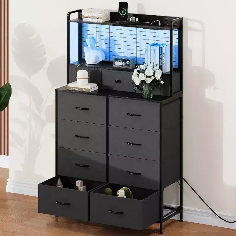 Cassettiera Industriale a 11 Cassetti per Camera da Letto, Mobile Contenitore in Tessuto per Camera da Letto, Soggiorno, Corridoio, Ingresso