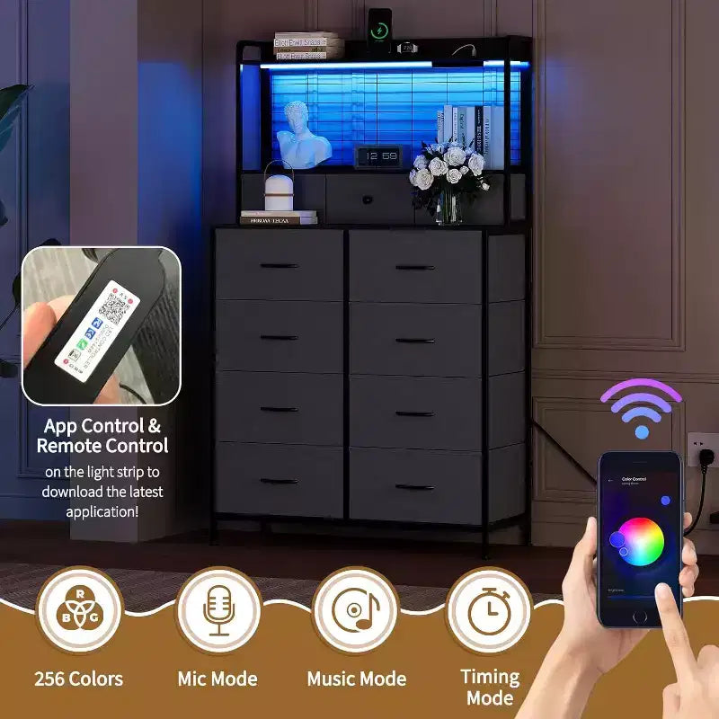 Cassettiera Industriale a 11 Cassetti per Camera da Letto, Mobile Contenitore in Tessuto per Camera da Letto, Soggiorno, Corridoio, Ingresso