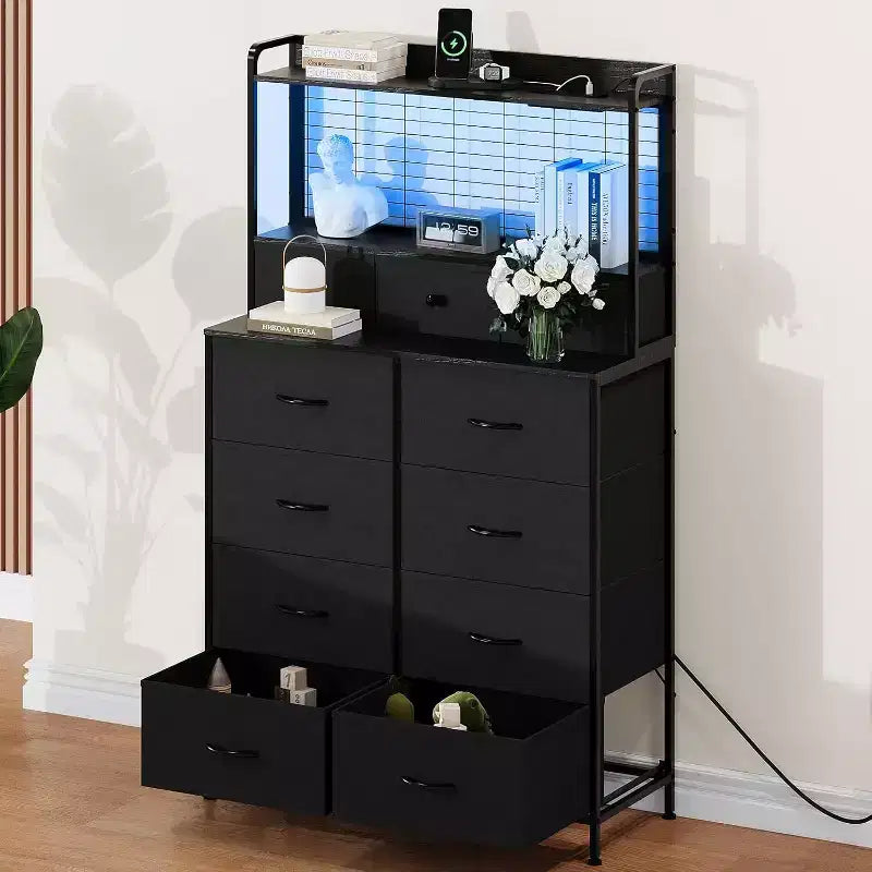 Cassettiera Industriale a 11 Cassetti per Camera da Letto, Mobile Contenitore in Tessuto per Camera da Letto, Soggiorno, Corridoio, Ingresso