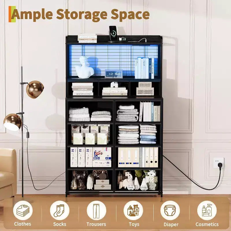 Cassettiera Industriale a 11 Cassetti per Camera da Letto, Mobile Contenitore in Tessuto per Camera da Letto, Soggiorno, Corridoio, Ingresso