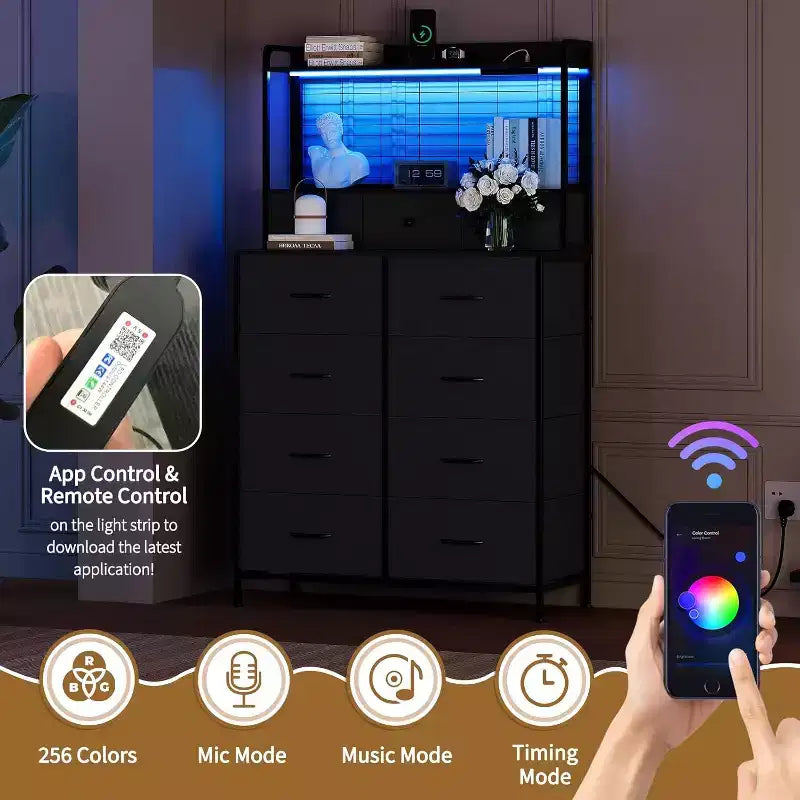 Cassettiera Industriale a 11 Cassetti per Camera da Letto, Mobile Contenitore in Tessuto per Camera da Letto, Soggiorno, Corridoio, Ingresso