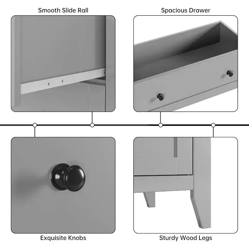 Cassettiera alta in legno a 5 cassetti, cassetti moderni e profondi con pomelli in metallo, mobile contenitore versatile per camera da letto, ingresso, corridoio