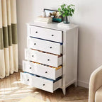 Cassettiera alta in legno a 5 cassetti, cassetti moderni e profondi con pomelli in metallo, mobile contenitore versatile per camera da letto, ingresso, corridoio