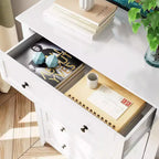 Cassettiera alta in legno a 5 cassetti, cassetti moderni e profondi con pomelli in metallo, mobile contenitore versatile per camera da letto, ingresso, corridoio