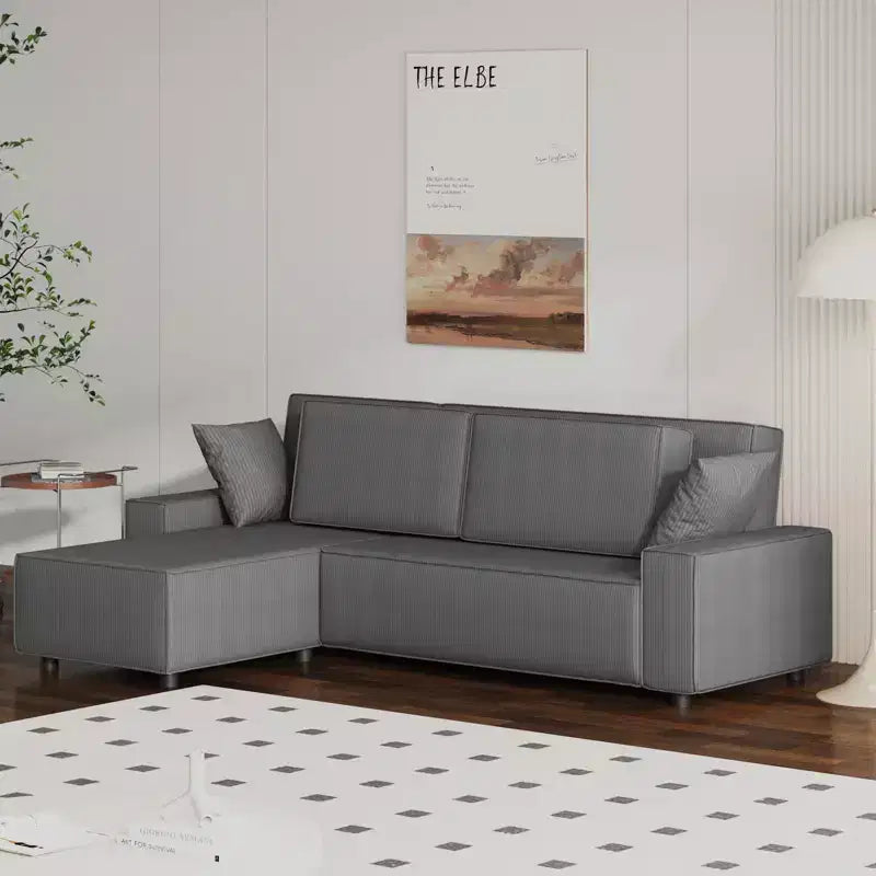 Divano componibile a L con pouf, divano in spugna soffice a forma di nuvola in scatola, nessun assemblaggio richiesto, imbottito moderno per soggiorno