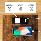 Tavolino ACOINEL con stazione di ricarica, tavolino/comodino con porta USB, Type-C e presa CA, ripiani a 2 livelli