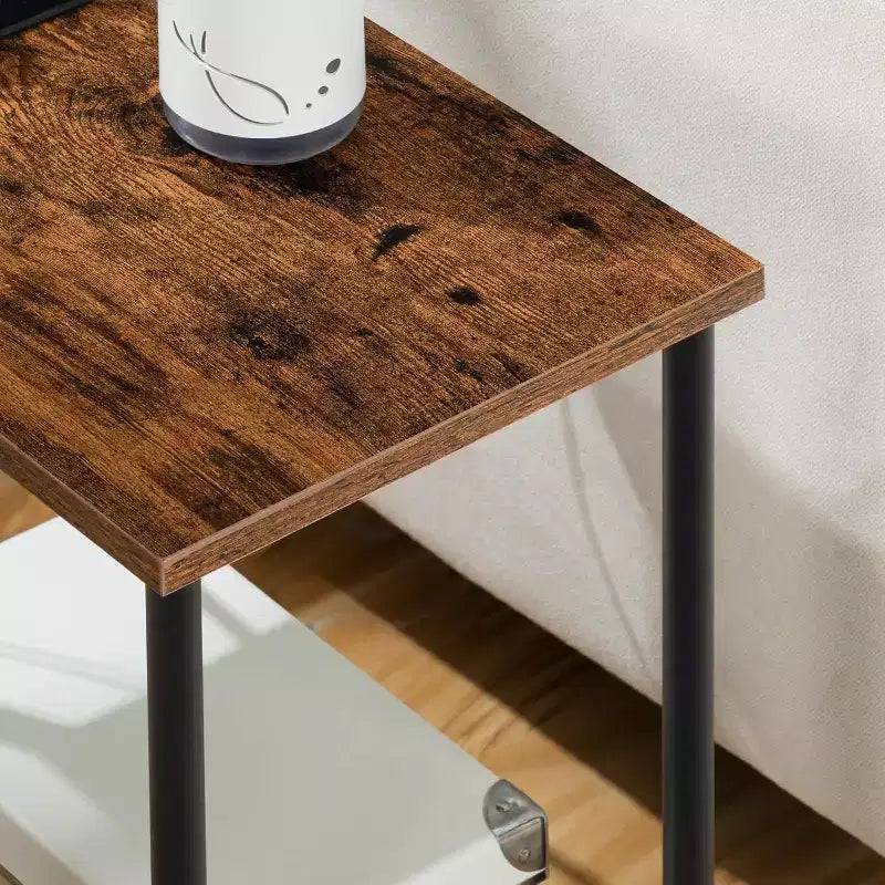 Tavolino ACOINEL con stazione di ricarica, tavolino/comodino con porta USB, Type-C e presa CA, ripiani a 2 livelli