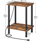 Tavolino ACOINEL con stazione di ricarica, tavolino/comodino con porta USB, Type-C e presa CA, ripiani a 2 livelli