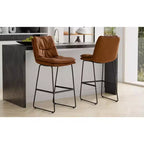 Sgabello da bar Thalia Mid Century Modern (set da 2) in ecopelle vegana