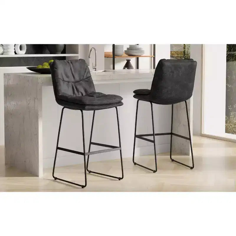 Sgabello da bar Thalia Mid Century Modern (set da 2) in ecopelle vegana
