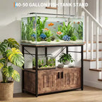 Mobiletto e supporto per acquario, Struttura robusta in metallo con ripiano in legno per acquari, terrari per tartarughe e rettili per soggiorno e sala da pranzo