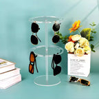 CuisinSmart Organizer per Occhiali da Sole, Porta Occhiali, Espositore Girevole per Occhiali da Sole con Base in Legno, Contenitore in Acrilico per Occhiali da Sole