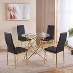 5-Piece Dining Set with Glass Table Top and Metal Legs, Mid-Century Design for 4-6 People