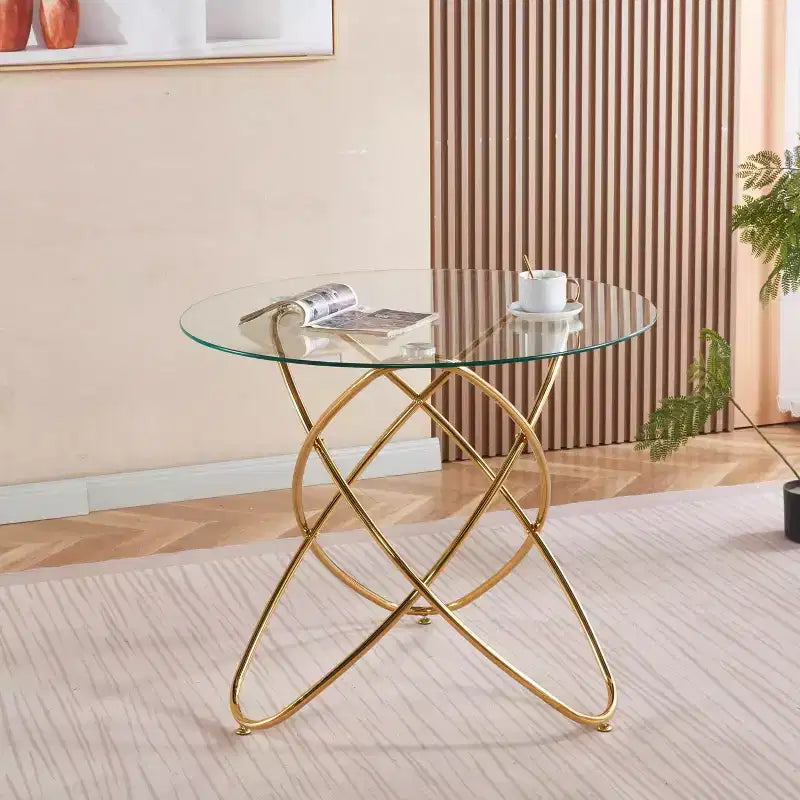 Set da pranzo da 5 pezzi con piano in vetro e gambe in metallo, design di metà secolo per 4-6 persone