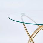 Set da pranzo da 5 pezzi con piano in vetro e gambe in metallo, design di metà secolo per 4-6 persone