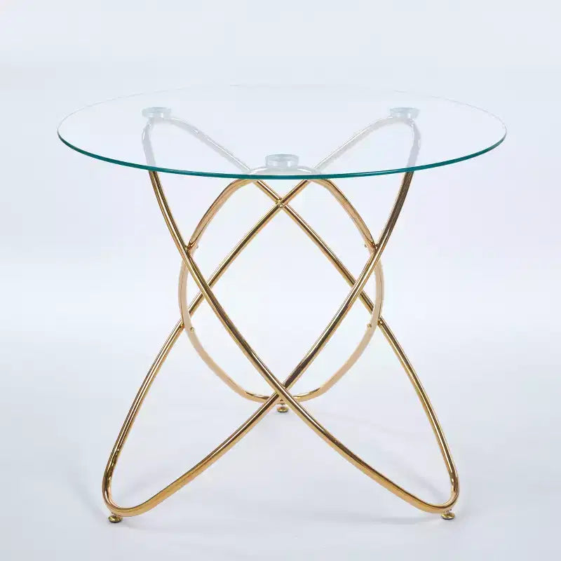 Set da pranzo da 5 pezzi con piano in vetro e gambe in metallo, design di metà secolo per 4-6 persone