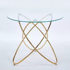 Set da pranzo da 5 pezzi con piano in vetro e gambe in metallo, design di metà secolo per 4-6 persone