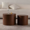 Set of 2 Round Nesting Coffee Tables with Space-Saving Design for Living Room or Bedroom