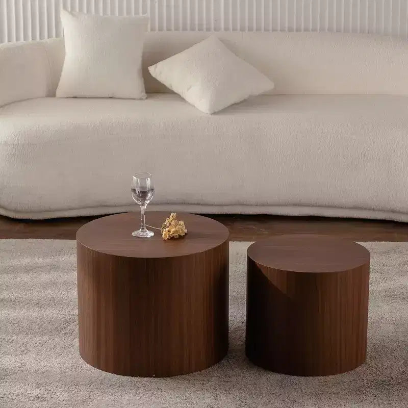 Set di 2 tavolini rotondi sovrapponibili con design salvaspazio per soggiorno o camera da letto