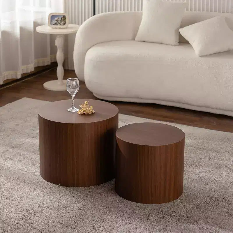 Set di 2 tavolini rotondi sovrapponibili con design salvaspazio per soggiorno o camera da letto