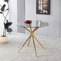 Dining Table with Chrome Metal Leg and Tempered Glass Top, Modern Space-Saving Design for Kitchen or Living Room