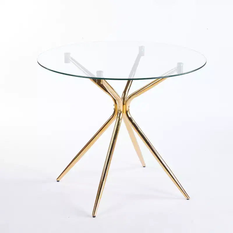 Tavolo da Pranzo con Gambe in Metallo Cromato e Piano in Vetro Temperato, Design Moderno Salvaspazio per Cucina o Soggiorno