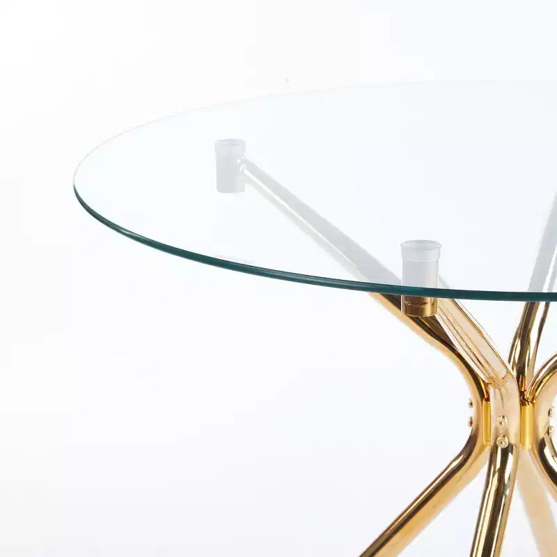 Tavolo da Pranzo con Gambe in Metallo Cromato e Piano in Vetro Temperato, Design Moderno Salvaspazio per Cucina o Soggiorno