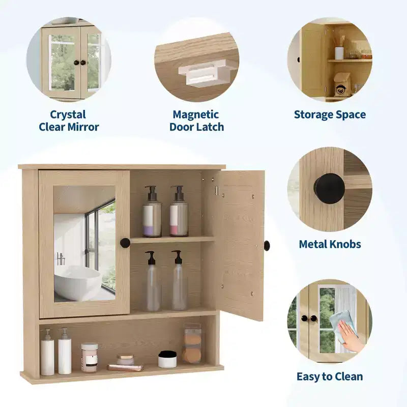 Pensile salvaspazio da sopra il WC con ante in vetro e ripiani regolabili, mobiletto impermeabile a parete per bagno o cucina