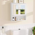 Pensile salvaspazio da sopra il WC con ante in vetro e ripiani regolabili, mobiletto impermeabile a parete per bagno o cucina