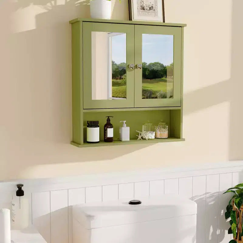 Pensile salvaspazio da sopra il WC con ante in vetro e ripiani regolabili, mobiletto impermeabile a parete per bagno o cucina