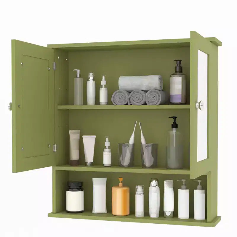 Pensile salvaspazio da sopra il WC con ante in vetro e ripiani regolabili, mobiletto impermeabile a parete per bagno o cucina