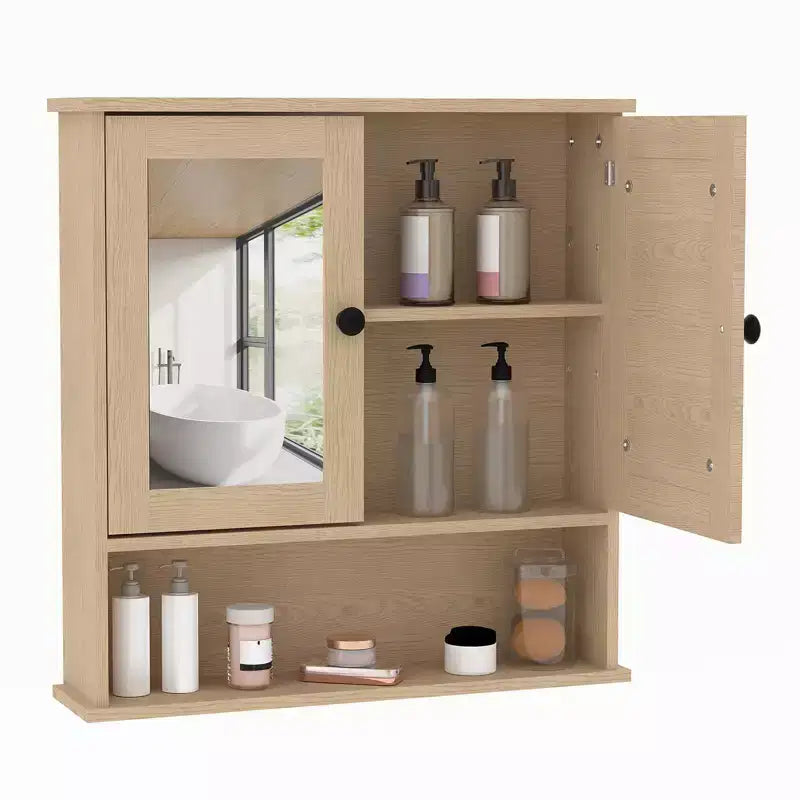 Pensile salvaspazio da sopra il WC con ante in vetro e ripiani regolabili, mobiletto impermeabile a parete per bagno o cucina