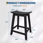 Set di 2 sgabelli da bar da esterno, sedie da 61 cm resistenti alle intemperie con poggiapiedi per patio, terrazzo e cucina - Nere