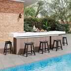 Set di 2 sgabelli da bar da esterno, sedie da 61 cm resistenti alle intemperie con poggiapiedi per patio, terrazzo e cucina - Nere