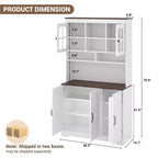 COZONY Armadietto Alto Dispensa 180cm con Ante in Vetro, Mobile Dispensa da Cucina con Credenza per Sala da Pranzo e Soggiorno