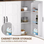 COZONY Armadietto Alto Dispensa 180cm con Ante in Vetro, Mobile Dispensa da Cucina con Credenza per Sala da Pranzo e Soggiorno